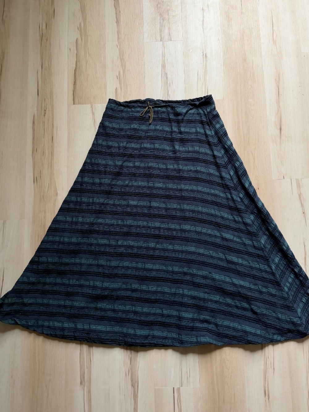 🇨🇦 Unique A line teal and navy maxi skirt handmade in Montreal - Picture 2 of 7